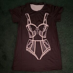 Black Lace Print Nightshirt